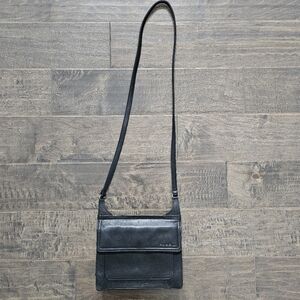 Vintage Rare Fossil Black Leather Crossbody Bag